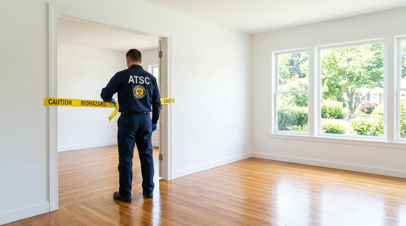 Certified biohazard cleanup crew performing Crime Scene Cleanup in Denton